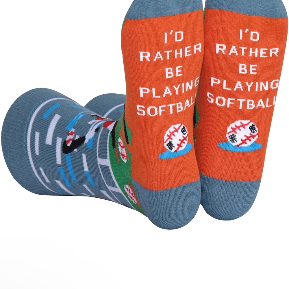 “I rather be playing softball” socks